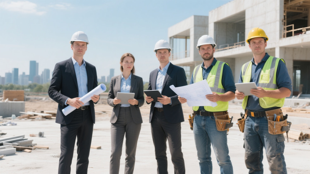 Partnerschaftlicher Händedruck auf einer Baustelle